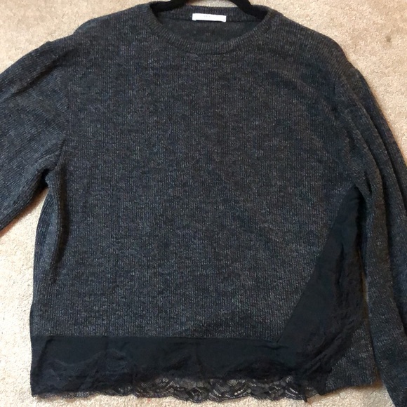Zara Dark Charcoal top with lace trim details - Picture 4 of 6
